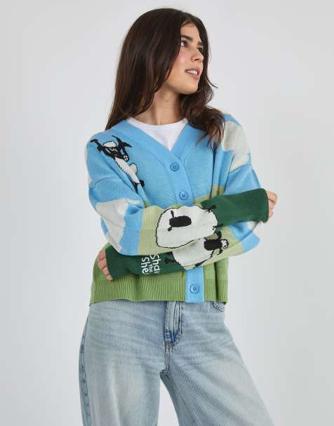 Skinnydip Shaun the sheep knitted cardigan in blue - view 1