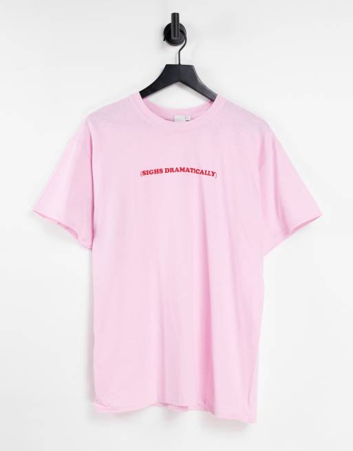 Skinnydip sighs dramatically oversized t-shirt in pink
