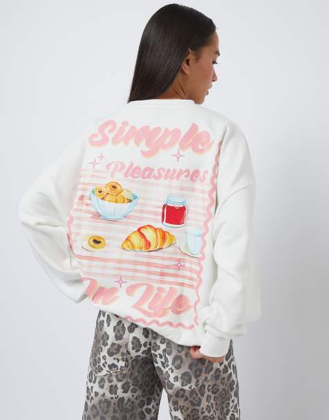 Skinnydip Simple pleasures in life sweatshirt in white