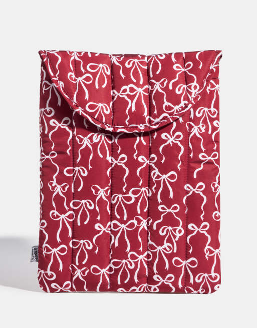 Skinnydip Skinnydip london burgandy bows laptop sleeve 16