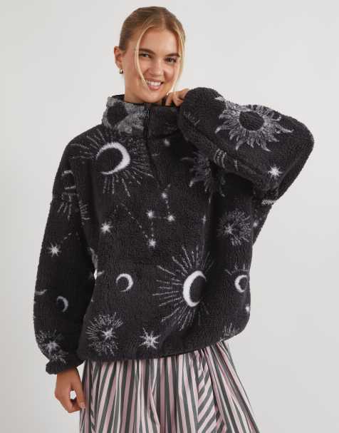 Skinnydip Skinnydip london celestial longline fleece in black - view 1