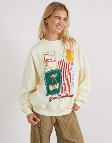 Skinnydip Skinnydip london dont overthink sweatshirt in ecru - view 1