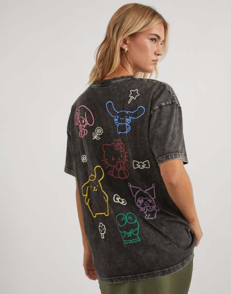 Skinnydip Skinnydip london hello kitty friends outline t-shirt in grey - view 1