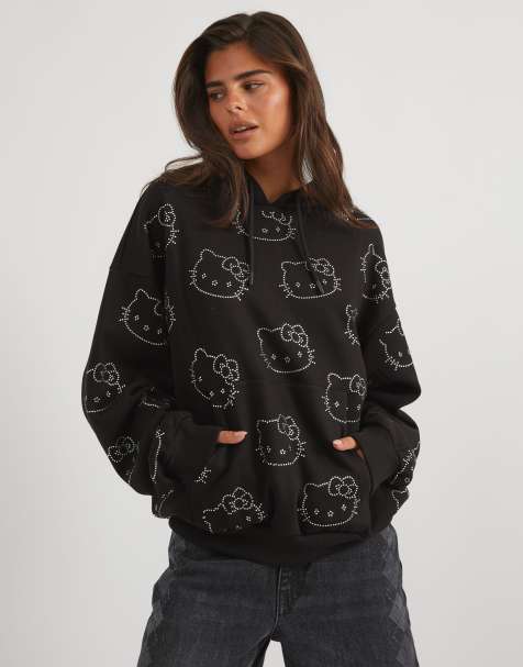 Skinnydip Skinnydip london hello kitty rhinestone hoodie in black - view 1
