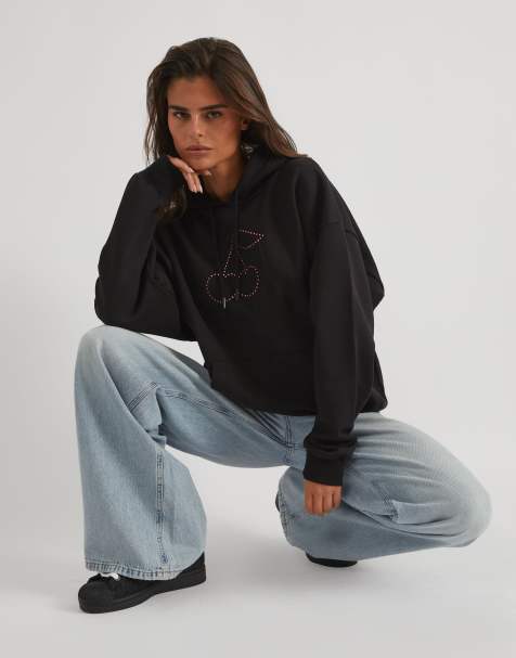 Skinnydip Skinnydip london rhinestone cherry hoodie in black - view 1