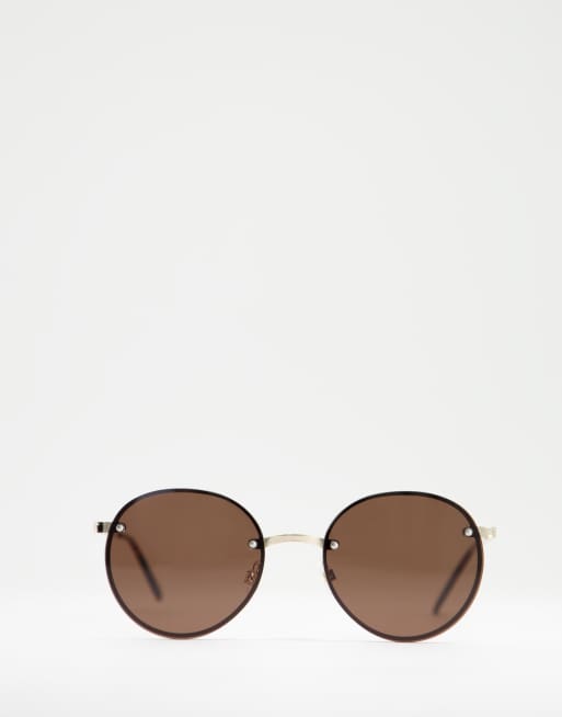 Skinnydip smokey frameless round sunglasses in brown, 2 of 4