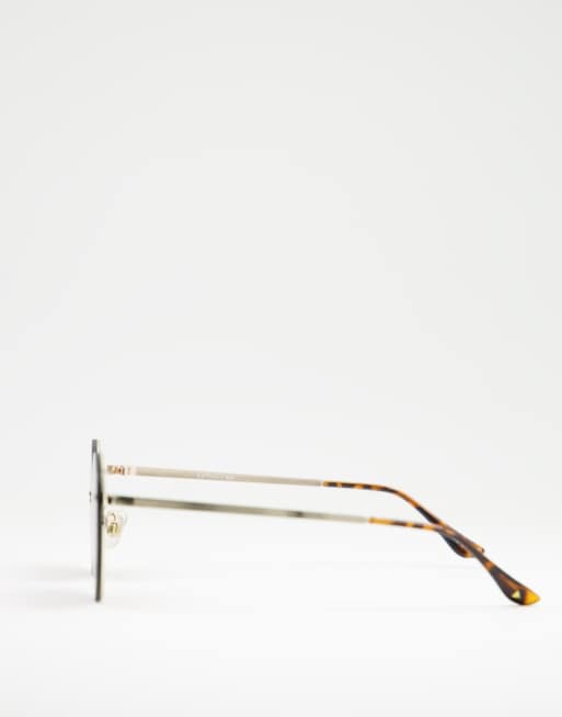 Skinnydip smokey frameless round sunglasses in brown, 3 of 4