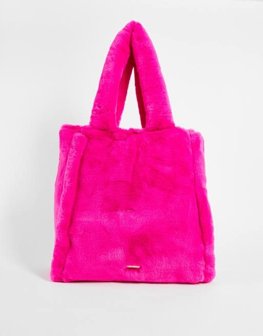 Pink fluffy tote discount bag