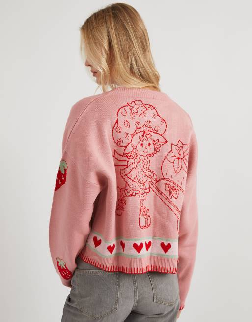 Skinnydip Strawberry shortcake 3d knitted cardigan in pink, 2 of 4