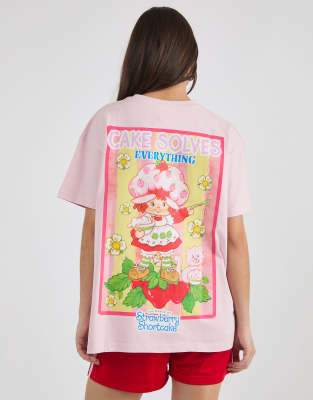 Skinnydip Strawberry shortcake poster t-shirt in pink