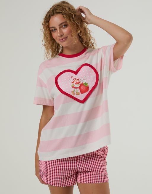 Skinnydip Strawberry shortcake stripe t-shirt in pink, 2 of 4