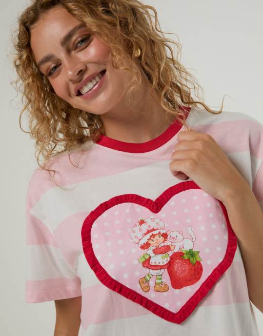 Skinnydip Strawberry shortcake stripe t-shirt in pink, 3 of 4