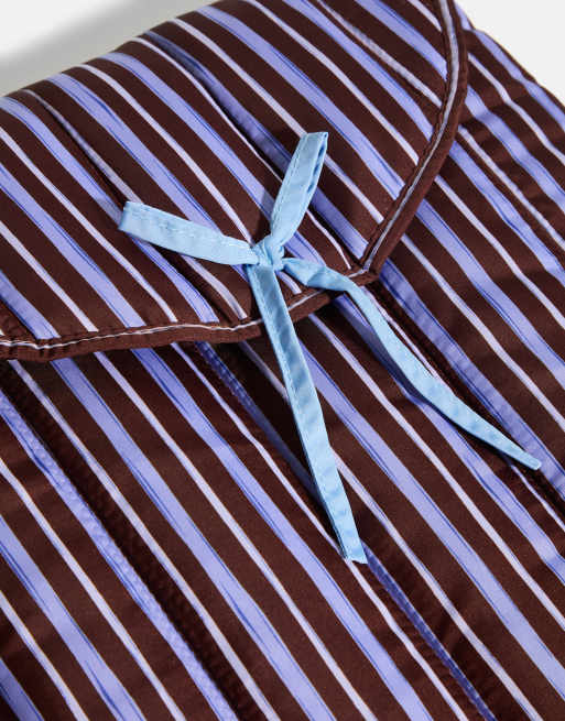 Skinnydip Stripe quilted bow laptop sleeve in brown and blue 13/14" in multi, 3 of 4