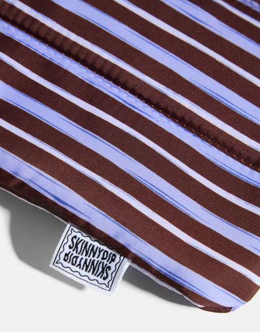 Skinnydip Stripe quilted bow laptop sleeve in brown and blue 13/14" in multi, 4 of 4