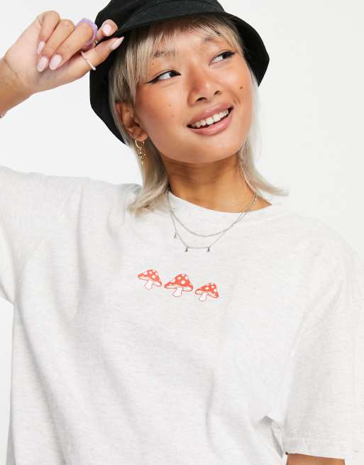 Skinnydip - T-shirt oversize avec motif champignons - Gris