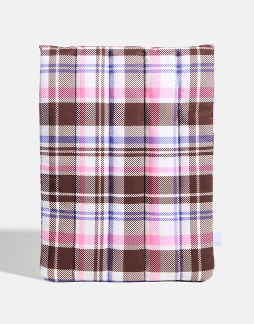 Skinnydip Tartan quilted laptop sleeve 13/14" in multi, 2 of 4