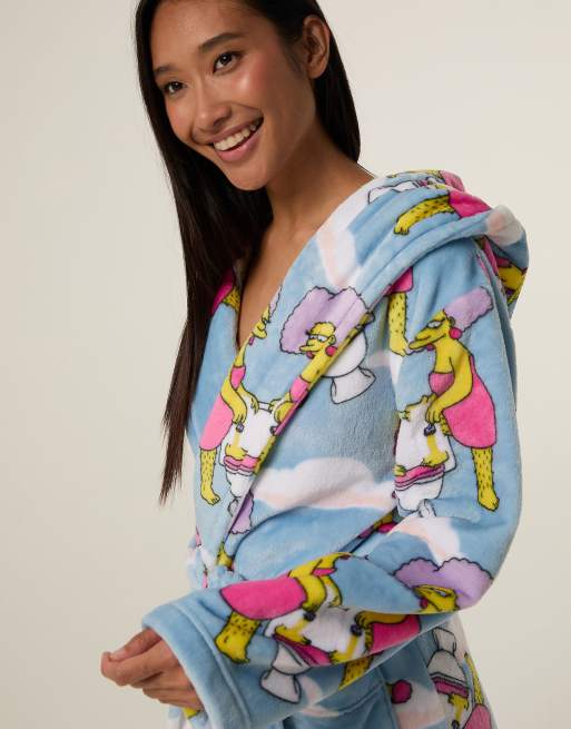 Skinnydip The simpsons x skinnydip cloud dressing gown in blue, 3 of 4