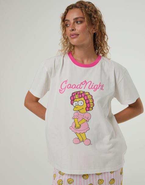 Skinnydip The simpsons x skinnydip lisa pyjama with eye mask in white - view 1