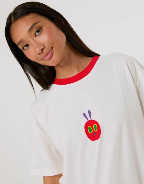Skinnydip The very hungry caterpillar x skinnydip ringer t-shirt and trouser set with eye mask in white - view 1