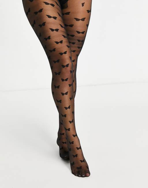 ASOS DESIGN fishnet butterfly tights in black