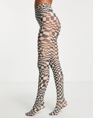 Skinnydip tights in monochrome graphic swirl print