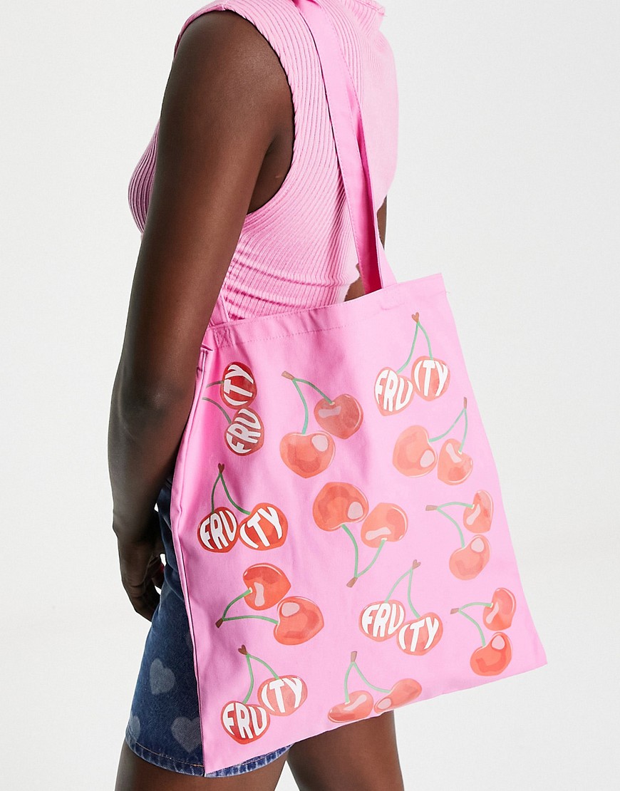 Skinnydip Tote Bag In Pink Cherry Print