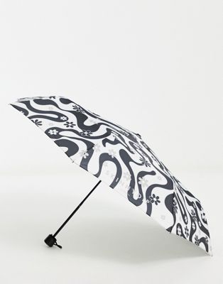 Skinnydip umbrella in monochrome floral squiggle print