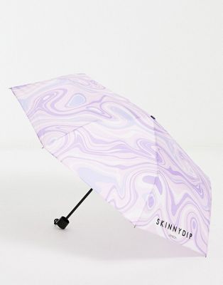 Skinnydip umbrella in purple swirl print