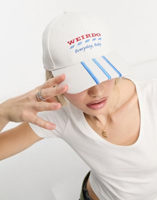 Skinnydip Weirdo slogan cap in white - ASOS Price Checker