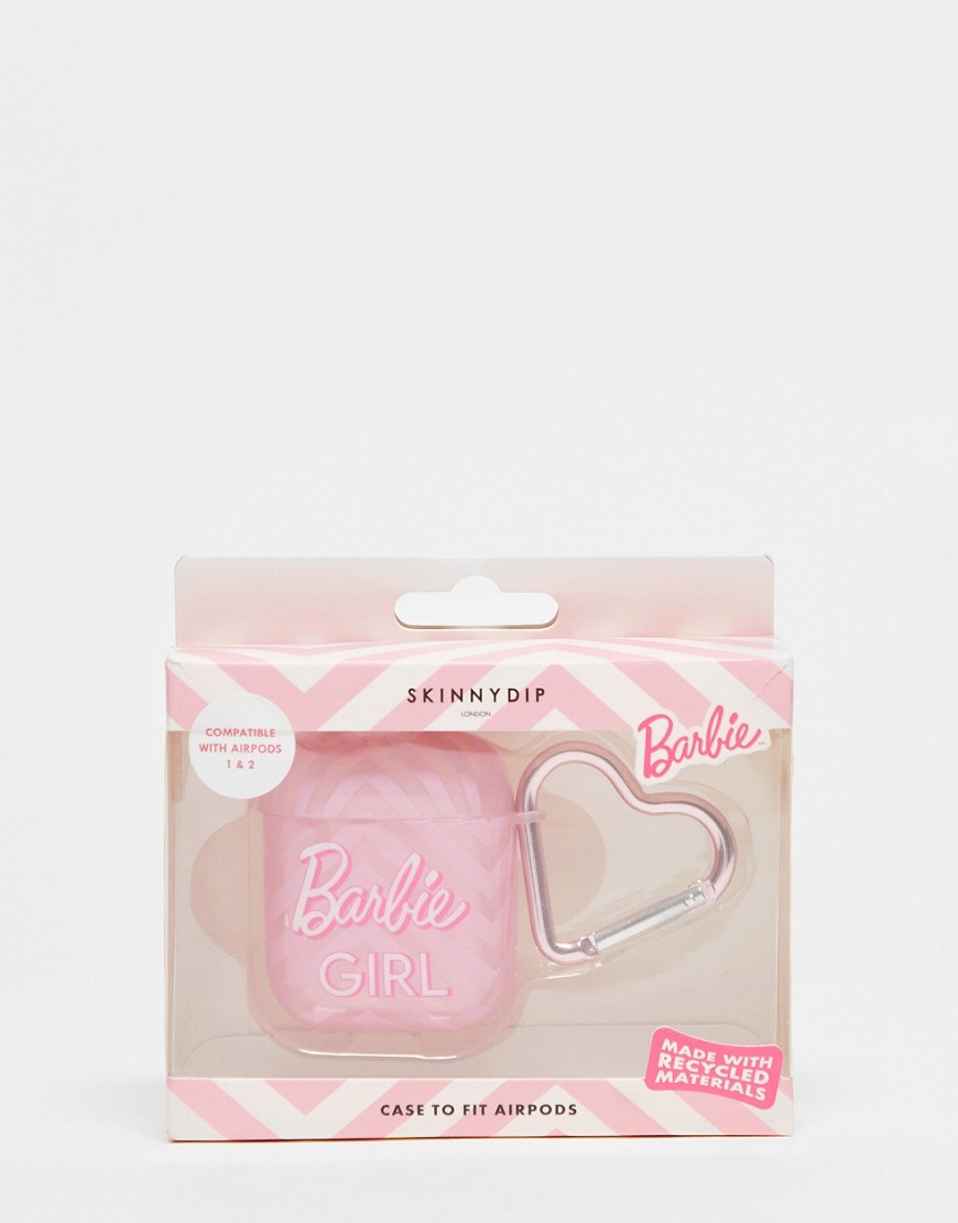 Skinnydip x Barbie ear bud case in pink holographic