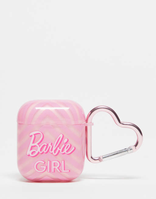 Skinnydip x Barbie earbuds case in pink holographic ASOS