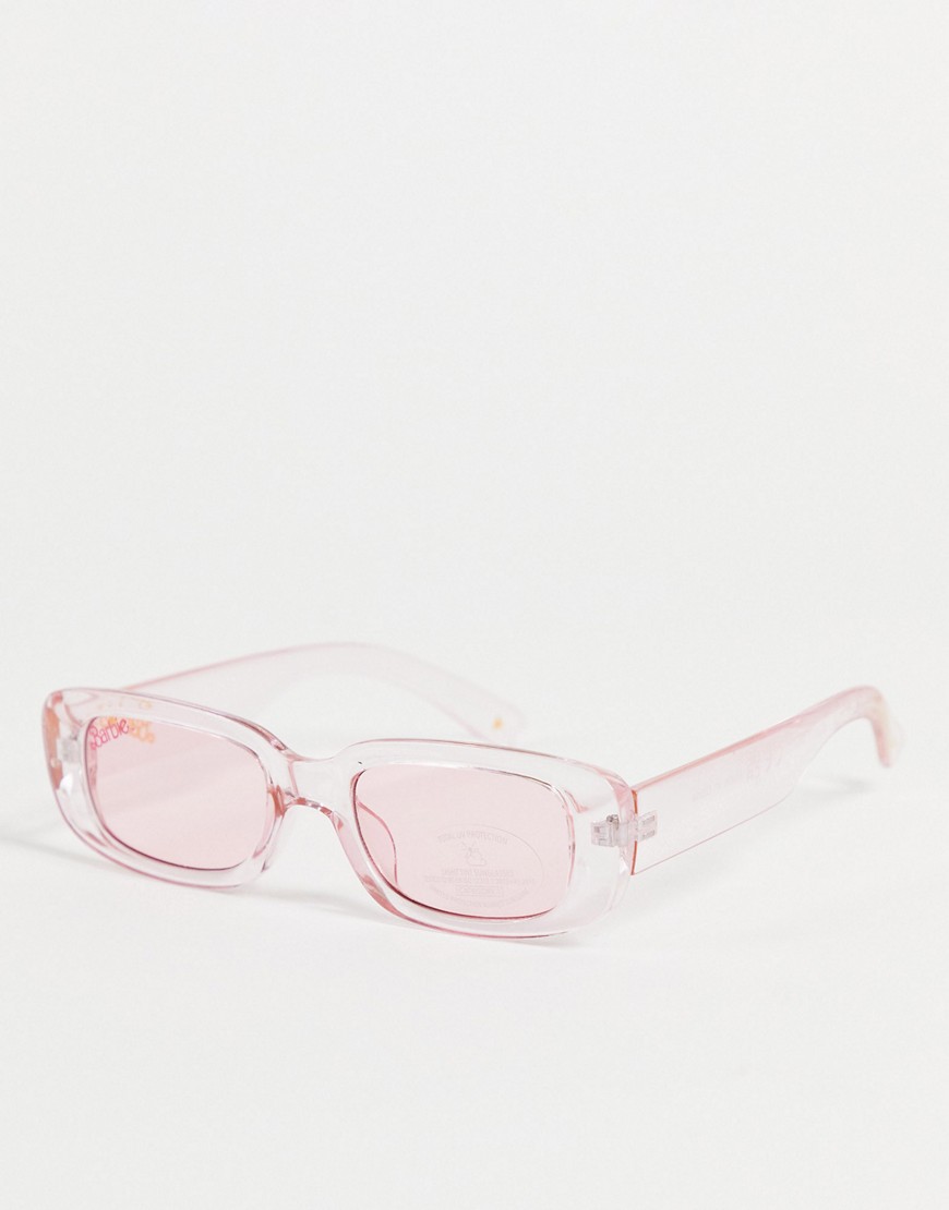 Skinnydip x Barbie Eyeline rectangle sunglasses in pink drench