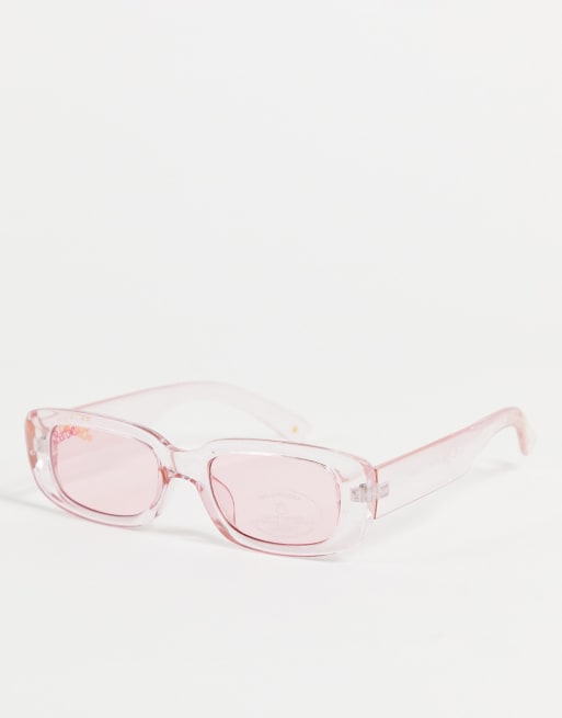 Skinnydip x Barbie Eyeline rectangle sunglasses in pink drench