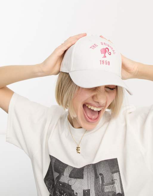 Skinnydip x Barbie logo denim cap in white