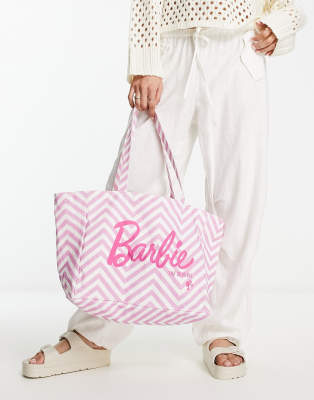 Skinnydip sherpa trimmed tote bag in pastel blue and pink Travel