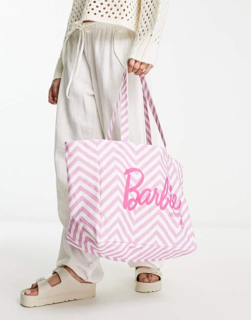 Skinnydip x Barbie XL tote bag in pink chevron print