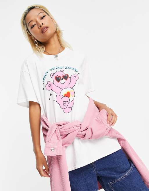 Boohoo Oversized Care Bears License T-Shirt - White - Size Xs