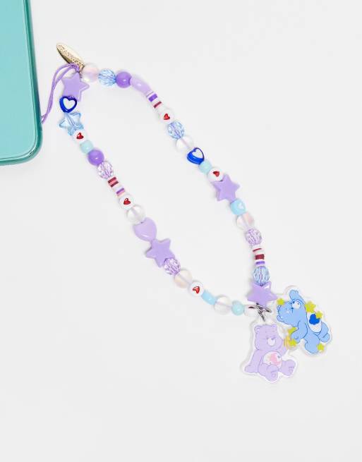 Skinnydip x Care Bears phone beads in blue and purple