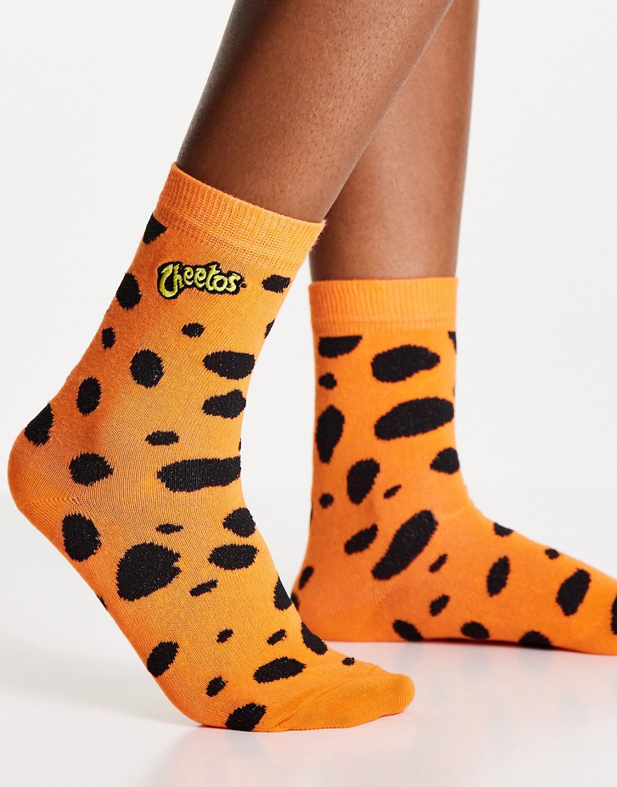 Skinnydip x Cheetos logo socks in cheetah-Orange