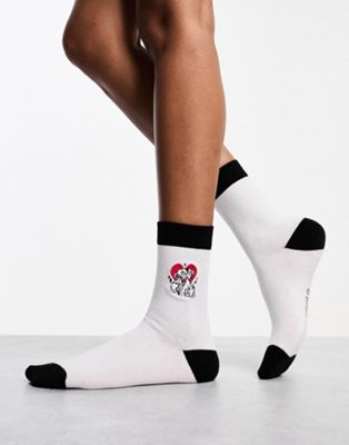 Skinnydip x Disney 101 Dalmations socks in black and white