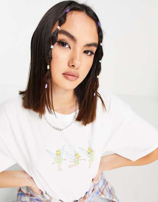 Skinnydip x Disney – Oversize-T-Shirt in Weiß mit Tinkerbell-Motiv