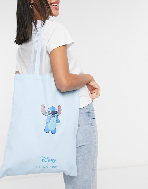 Skinnydip x Disney Stitch canvas tote bag in blue