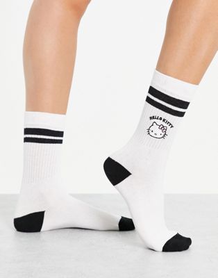 Skinnydip X Hello Kitty socks in black and white stripe
