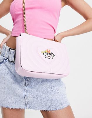 Skinnydip X Powerpuff Girls quilted crossbody bag in pink | ASOS
