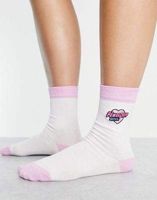 Skinnydip x Powerpuff Girls socks in pink and white