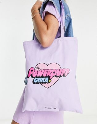 Skinnydip X Powerpuff Girls tote bag in lilac | ASOS