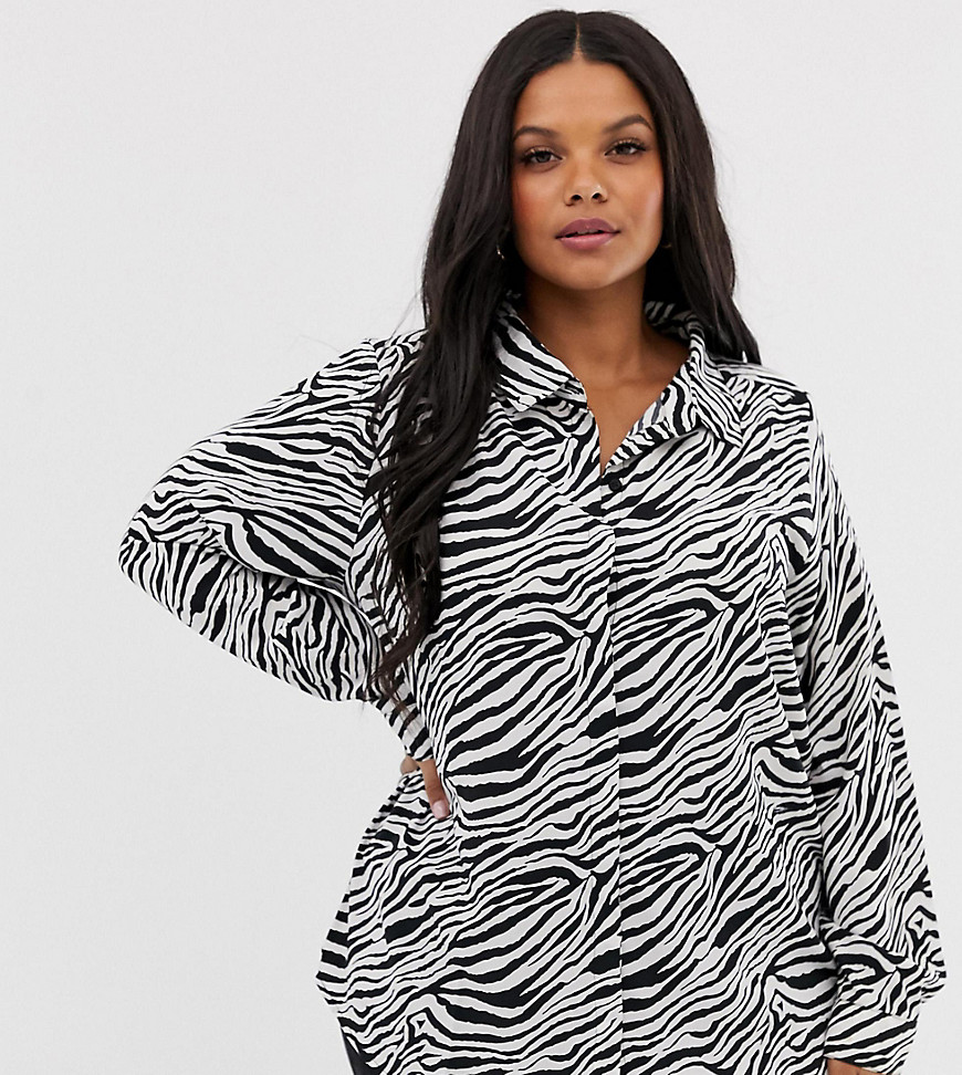 Skjorte i zebraprint fra Brave Soul Plus-Multifarvet