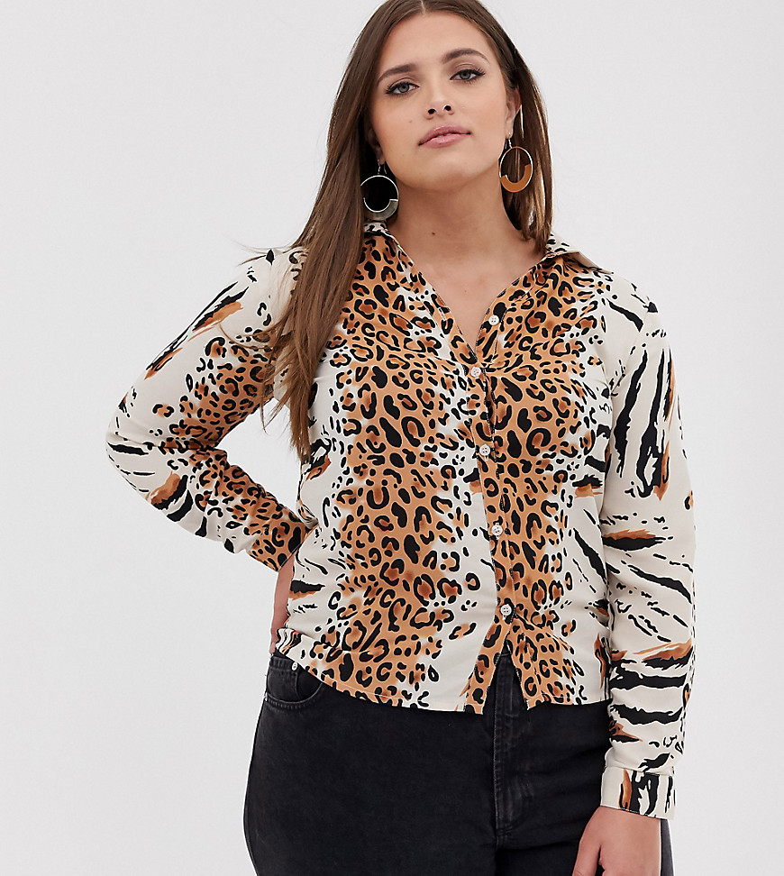 Skjorte med leopardprint fra AX Paris-Multifarvet