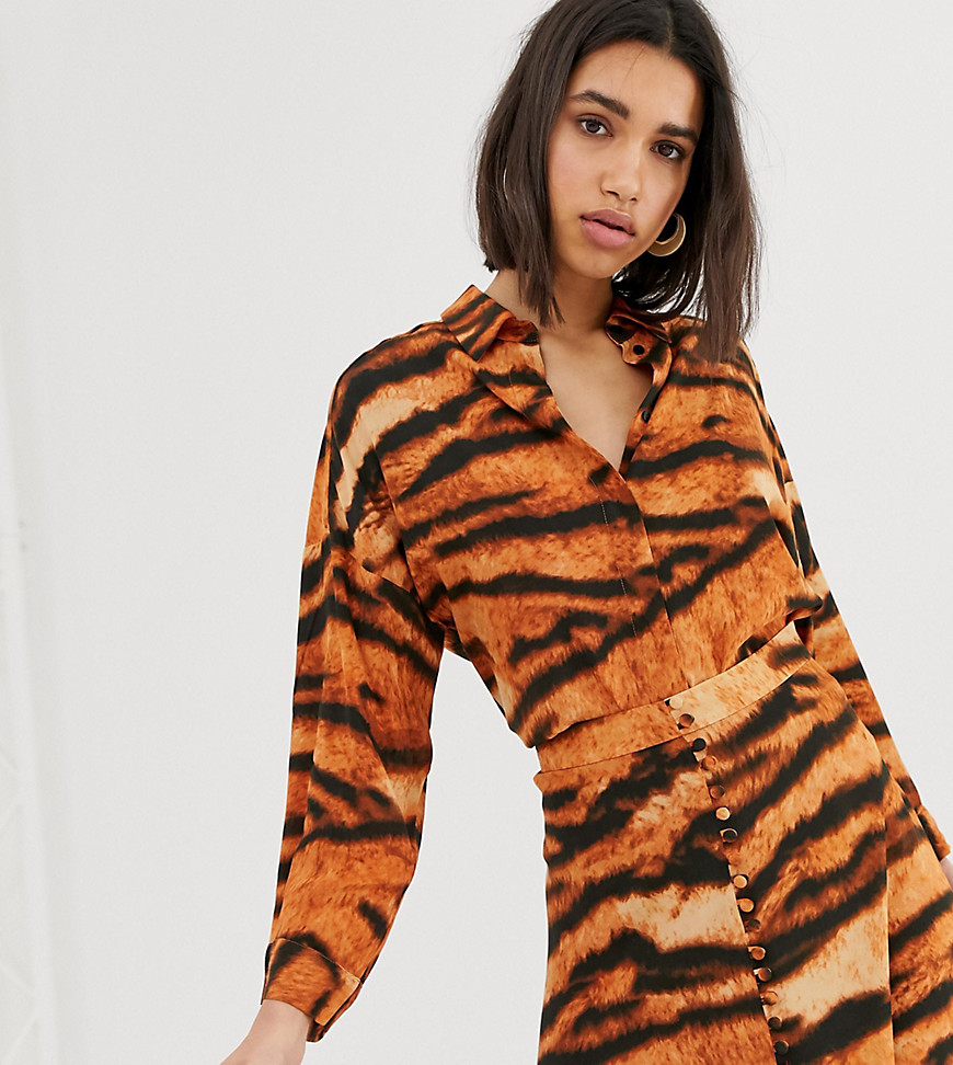 Skjorte med tigerprint fra Mango-Orange