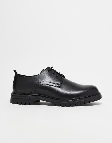 Sko med snører i sort skind med chunky sål fra ASOS DESIGN - view 1